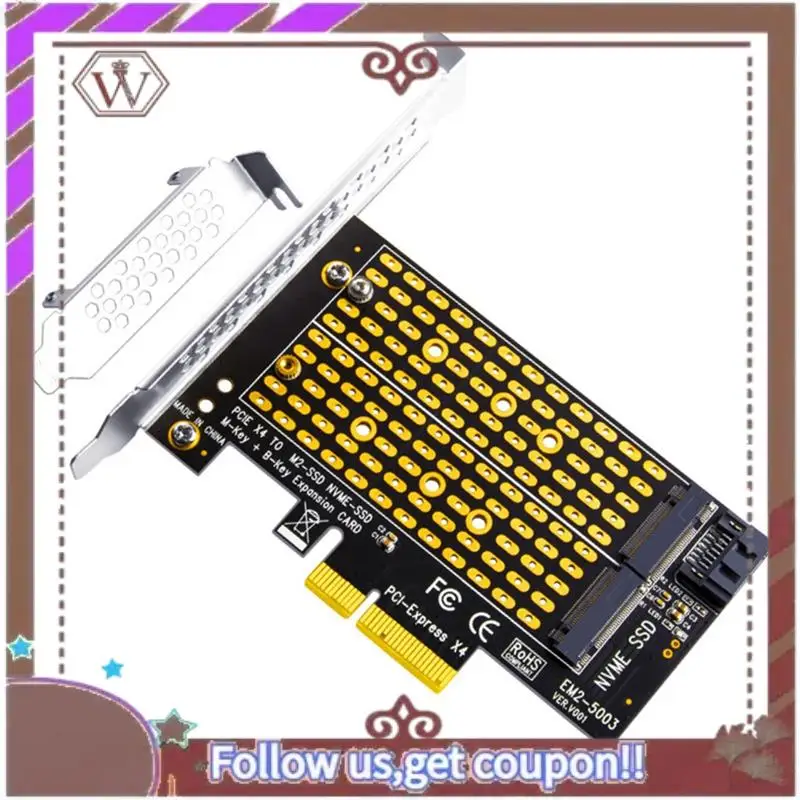 ABBG-PCIE 4.0 To M2/M.2 Adapter SATA M.2 SSD PCIE Adapter NVME/M2 PCIE Adapter SSD M2 To SATA PCI-E Card M Key +B Key