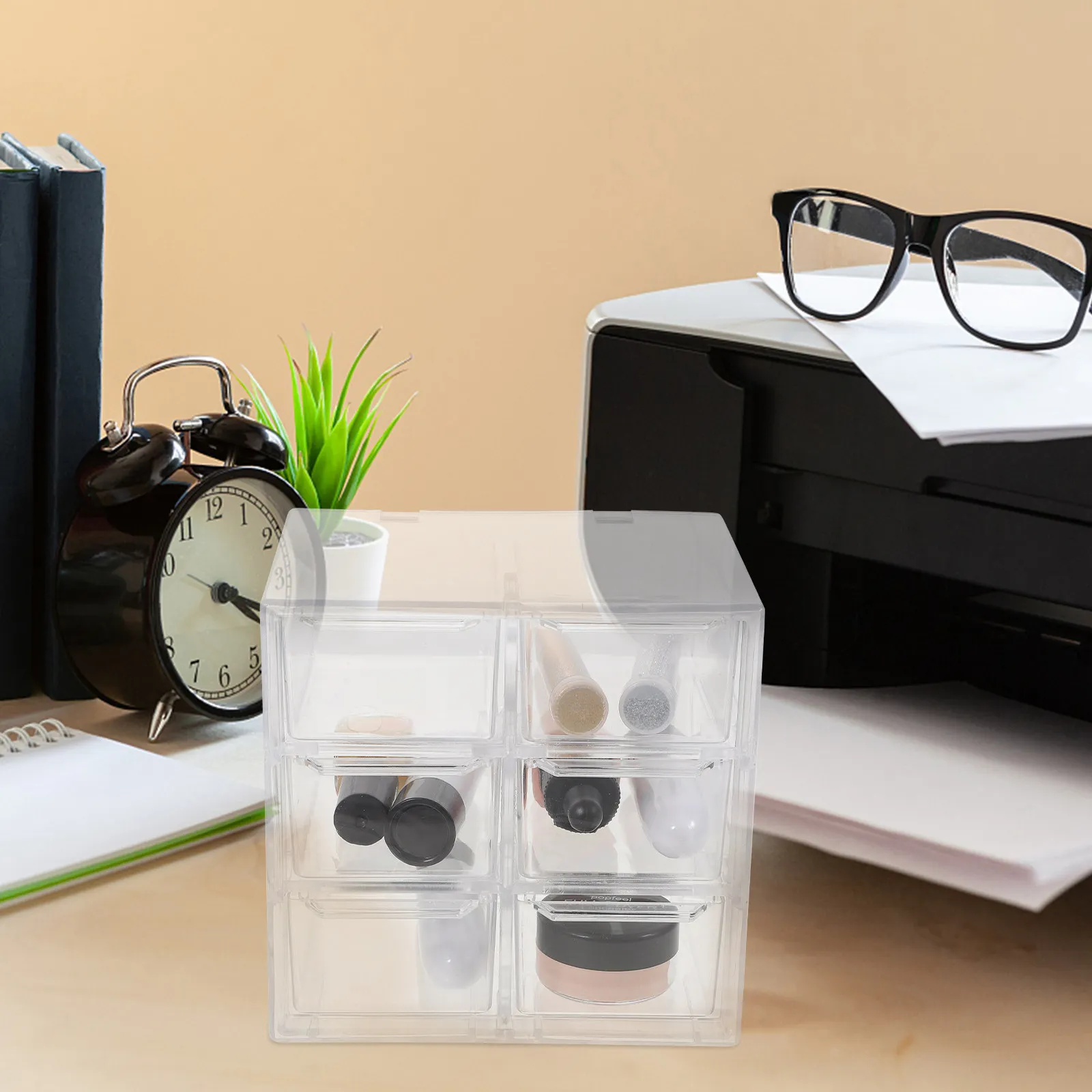 

Многосекционный пылезащитный органайзер для хранения с выдвижными ящиками, шкатулка для украшений, настольный органайзер для косметики и мелочей