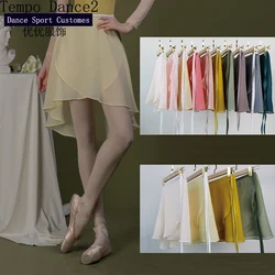 Ballet Short Skirt Lace Up Long Skirt Chiffon Women's Dance Skirt Gymnastics Practice Skirt Adult Ballet Lyric Skirt