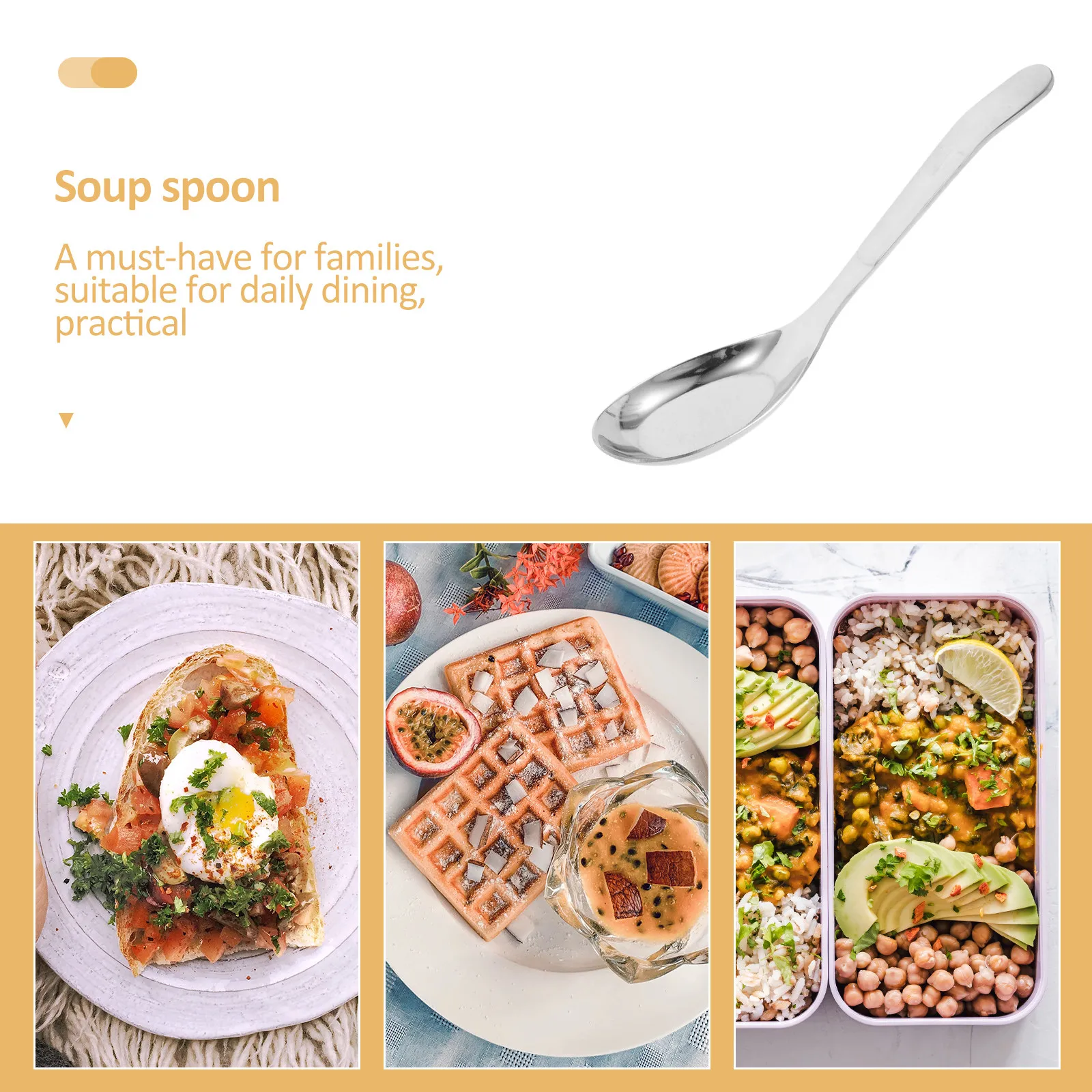 Stainless Steel Soup Spoon 6.6 Inch Elegant Round Head Long Handle Dishwasher Safe Scratch Resistant Mirror Shine for Korean