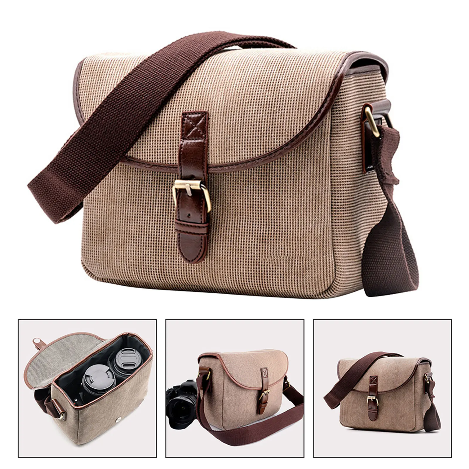 

Camera Bag Organizer Pouch Plug-in with Detachable Partition Portable Canvas Lens for Photographers