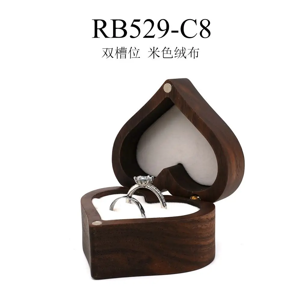 Love Proposal Ring Jewelry Storage Packaging Solid Wood Wedding Memorial Jewelry Box Valentine's Day Gift Engraving Premium