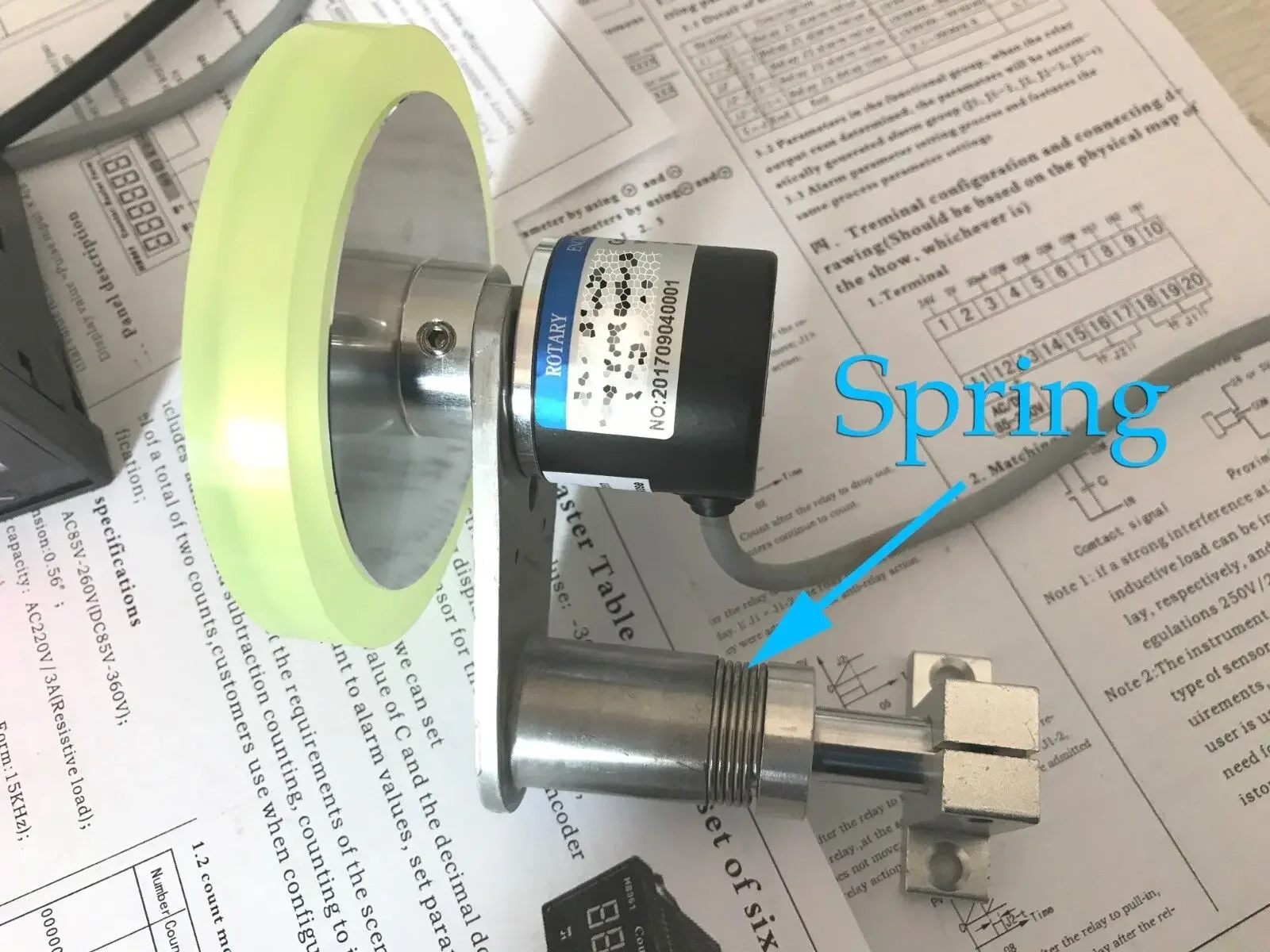 HQ 1mm Resolution Photoelectric Length Meter Kits Grating Counter 300mm Wheel