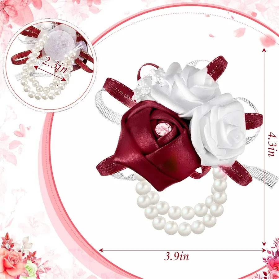 18 قطعة من صدر المعصم الوردي الاصطناعي للحفلات الراقصة والمناسبات الزفاف ترتيبات زهور أنيقة محمولة لأم العروس