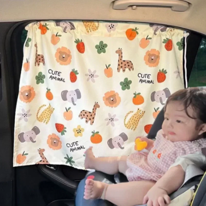 New Suction Cup Curtain In The Car Window Sunshade Cover Cartoon Side Window Sunshade UV Protection For Kid Baby Children
