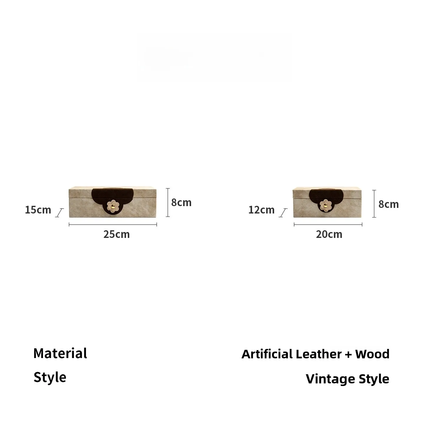 New Chinese Style Leather Jewelry Box Display Piece Beige Classical National Trend Jewelry Storage Box Sample Room Study Book...