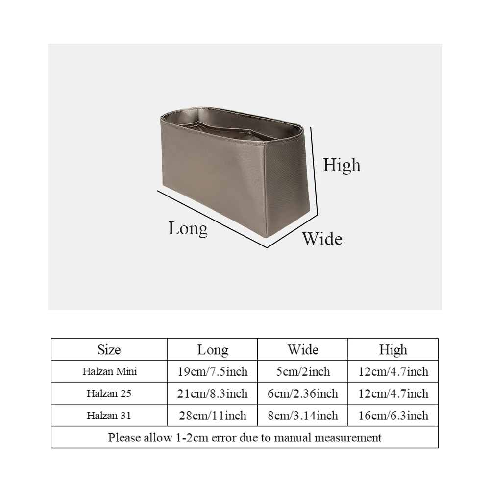 Inserto per organizer per borsa in nylon adatto per borsa Hermes Halzan Inserto per organizer per borsa con fodera interna piccola Inserto per organizer per borsa interna