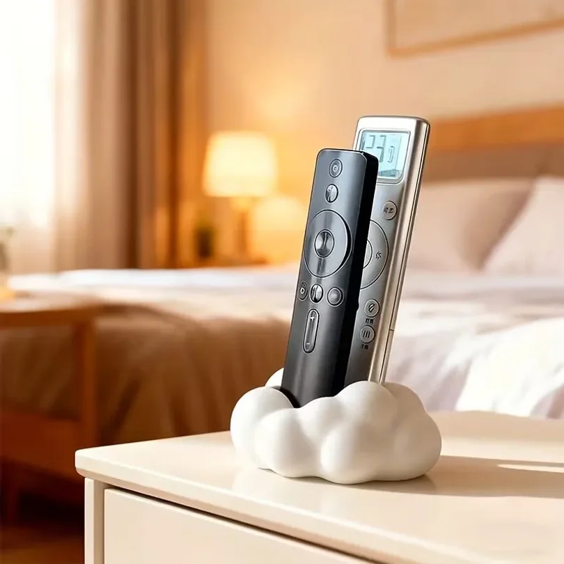 Cute 3D Cloud-Shaped Remote Control Holder - Desktop Home Storage Organizer Stand for TV/Air Conditioner Remotes, Phones Gadgets