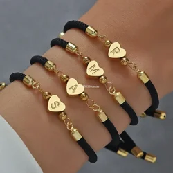 1pcs New Classic A-Z Heart Initial Letter Bracelet Women Simple Adjustable Colorful Rope Bracelet for Women Jewelry Gifts