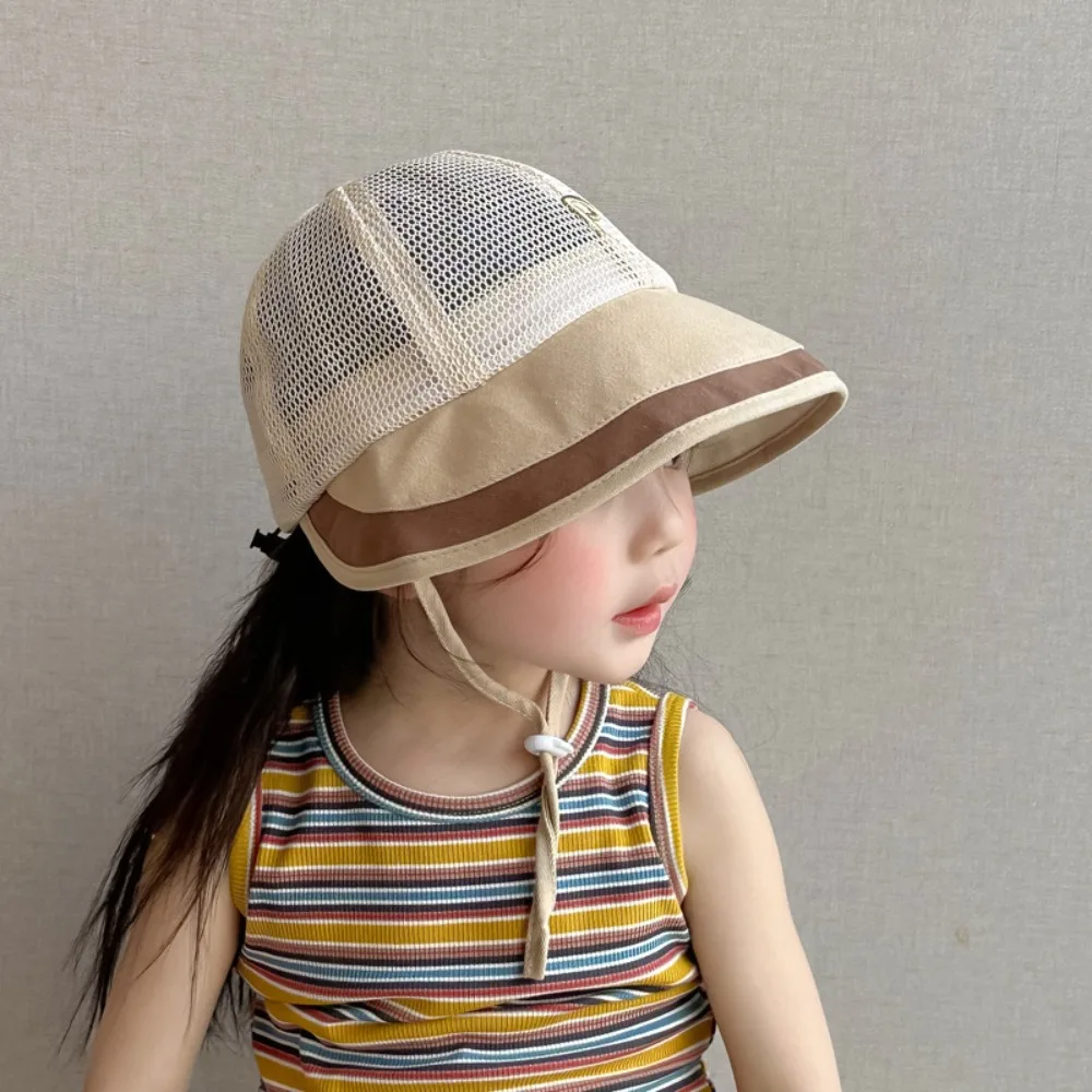 New Mesh Baby Fisherman Hat Letter Breathable Sun Block Hat Large Visor Sun Hats