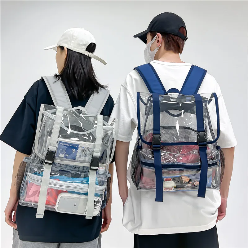Hot Sale Transparent Backpack PVC Travel Backpack Japan and Korea Trend Flip PVC Transparent School Bag