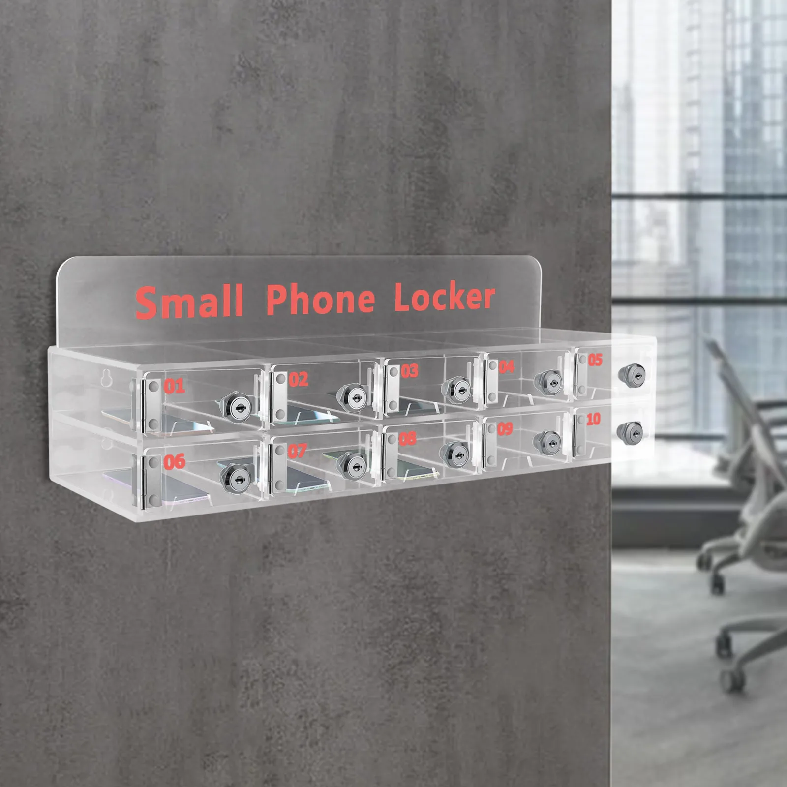 

10 Slots Cell Phone Locker Clear Cell Phone Storage Organizer Acrylic