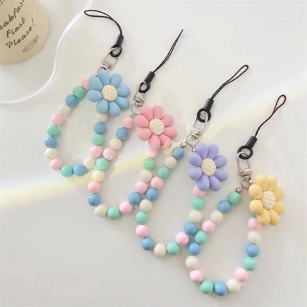 Love Heart Bead For Phone Strap Charm Chain Knot Cellphone Lanyard Keychain Phone Wrist Strap Hand-held Short Anti-lost Pendant