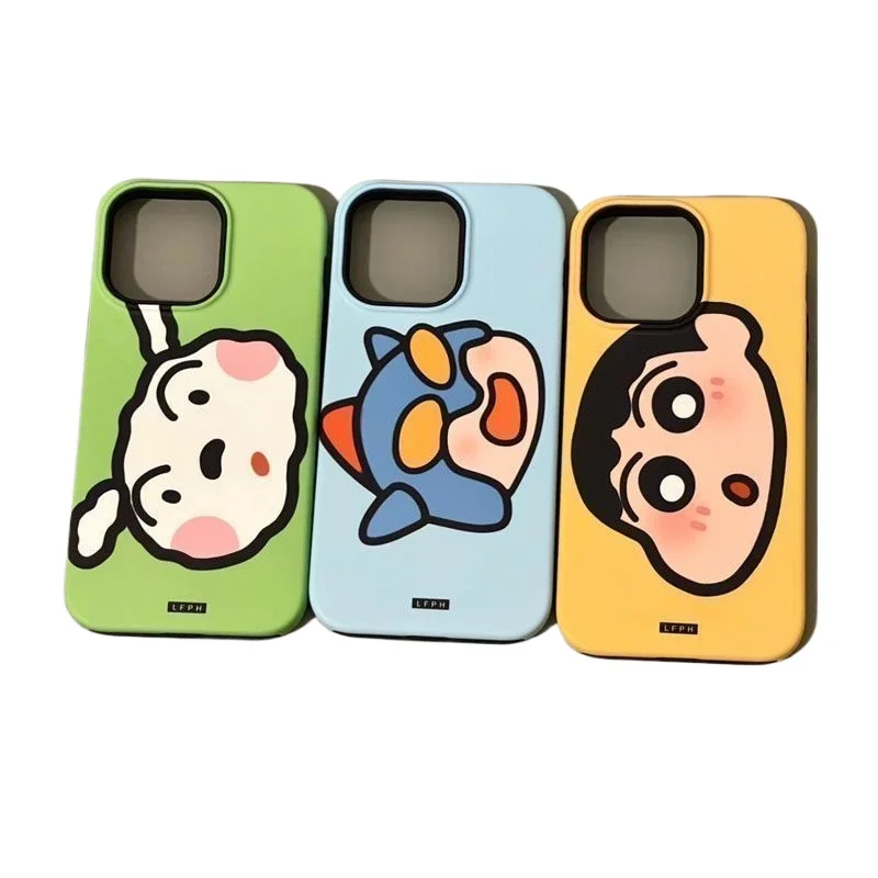 Crayon Shin-chan Nohara Shiro IPhone 12/13/14/15 Pro Max Candy Case Action Kameni น่ารักการ์ตูนอะนิเมะ Kawaii Nubuck กรณีของขวัญ