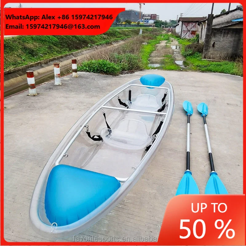 Transparent Crystal Kayak Reinforced Material Eco-Friendly 200kg Load Capacity For 1 2 Persons Versatile For Water Fun Fishing
