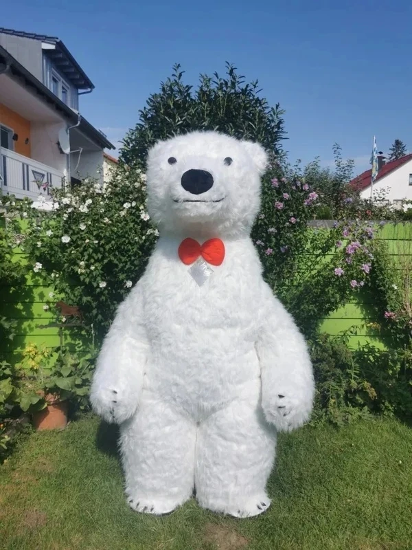 Plüsch aufblasbares Eisbär-Maskottchen-Kostüm für Erwachsene, Charakter, Panda, Cosplay, Anzüge, Halloween, Weihnachten, Performance, Event, Partykleid