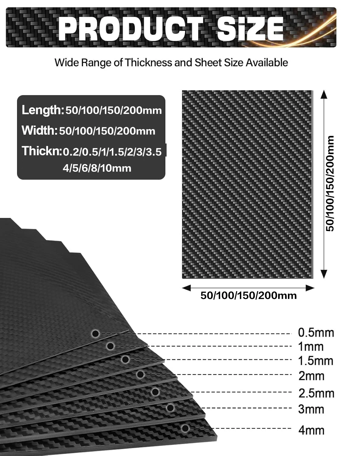 1pcs 100% 3k Carbon Fiber Sheet Twill Matte Carbon Fiber Plate For Handmade Diy Wallet Model Part Repair Panel Thick 0.2mm~10mm