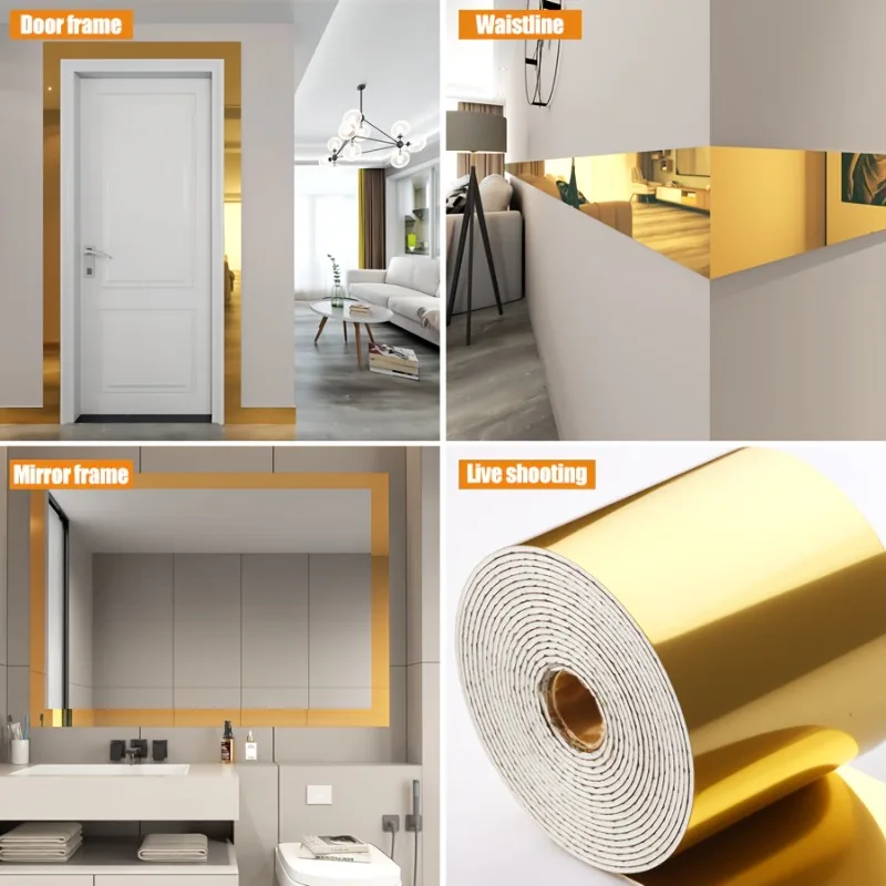 Thickened Golden Wallpaper Border Self-Adhesive Skirting Board Waterproof Waistline Living Room Bedroom Decoration Wall Stickers