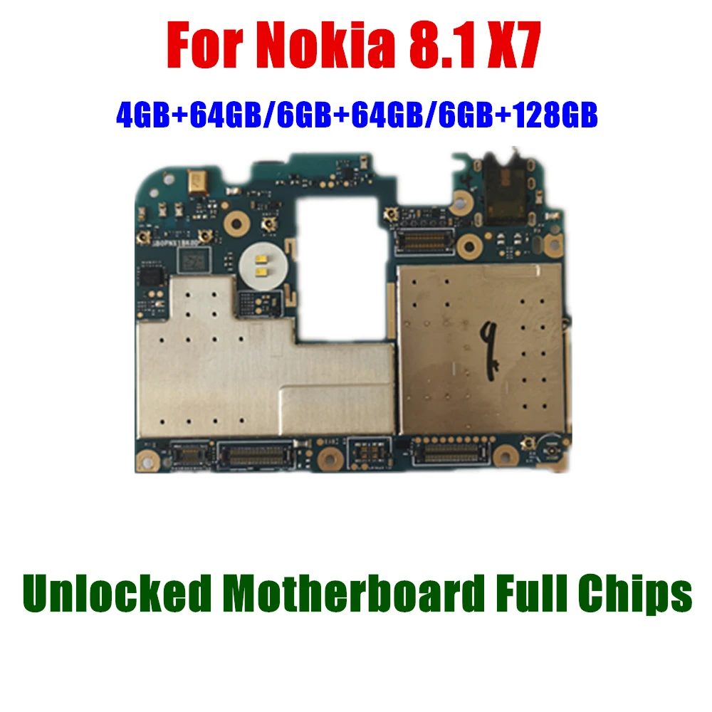 

Unlocked Mobile Electronic panel mainboard Motherboard Circuits With Firmware For Nokia 8.1 x7 64GB 128GB