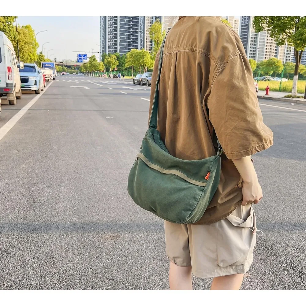 경제적인 면 캔버스 토트백, 여성용 호보 숄더백 크로스바디 핸드백, 외부 포켓 3개, 지퍼 잠금