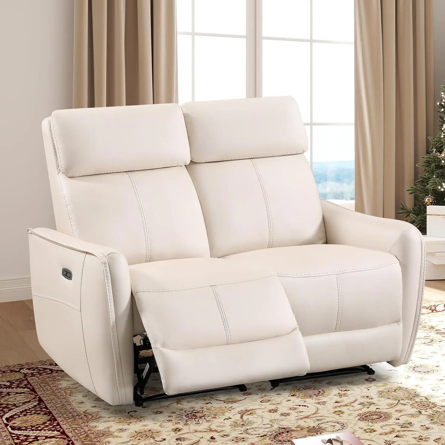 Anj Sectional Recliner Chair Set, Electric Reclining Sofa Set For Nursery, Upholstered Leathaire Recliner With Usb Ports &