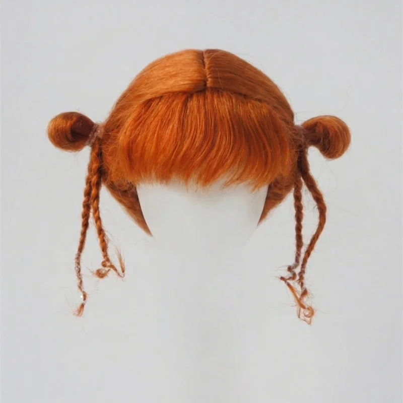 JD857 1/12  1/8 1/6 1/4 1/3 Lovely Chinese Twins Buns with Double Smart Braids Hanging mohair doll wigs  OB11 YOSD MSD SD  Hair