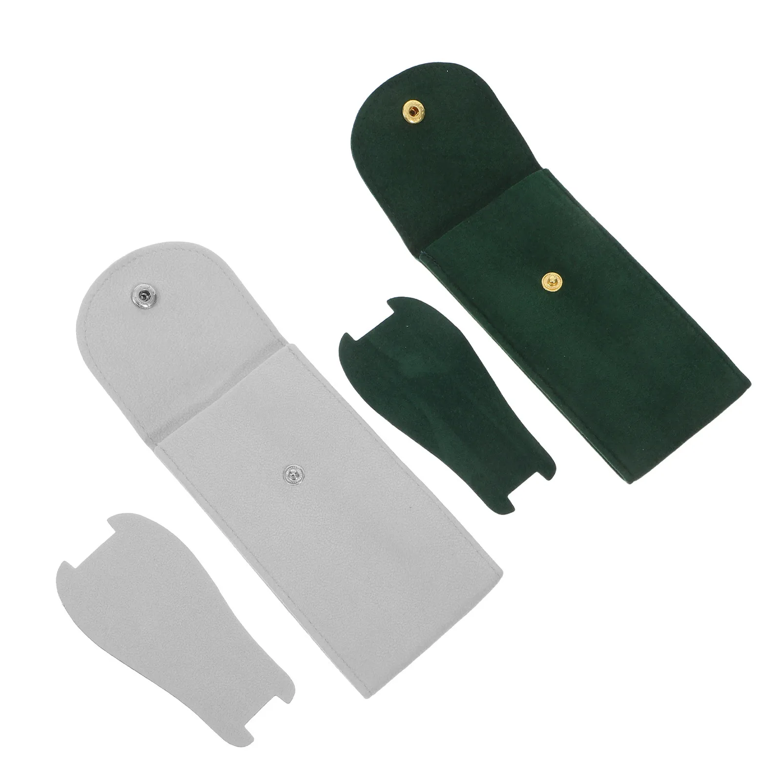 2Pcs Portable Watch Pouch Snap Button Soft Material Watch Organizer Travel Jewelry Case Holder for Men Bracelet