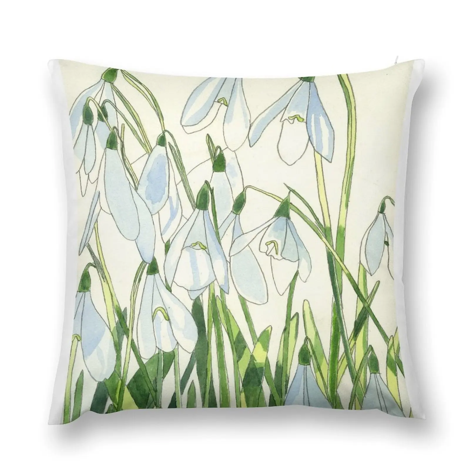 Snowdrops watercolour painting Throw Pillow Elastic Cover For Sofa Luxury Cushion Cover pillow