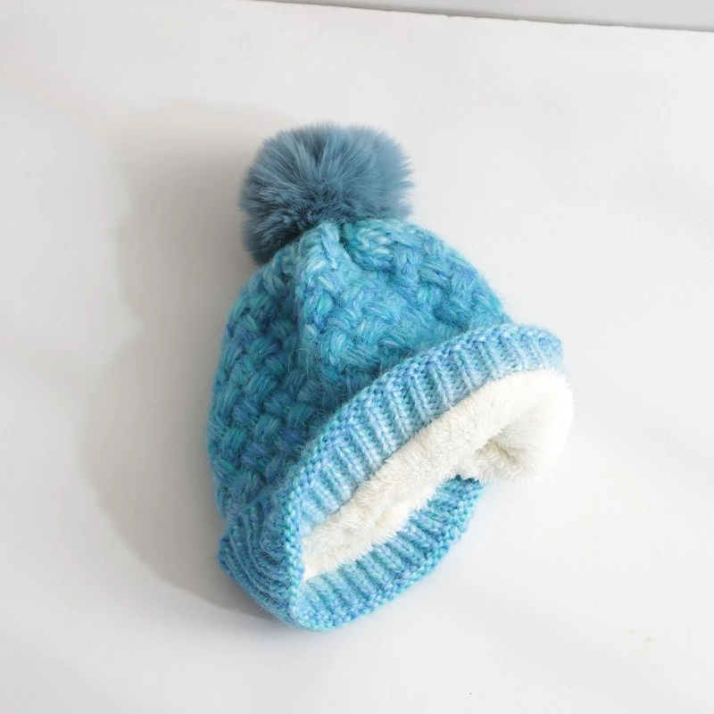 2025, neue verdickte Fleece-Strickmütze mit Farbverlauf für Damen und Herren, Outdoor-Strickmütze im Kopf-Stil, warme, gemütliche Strickmütze – Detail 11
