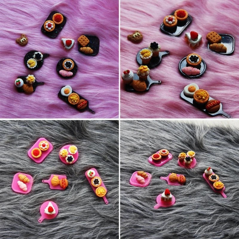 Miniature Food Candy Biscuits Tray Silicone Mold Mini Dessert Tray Plate Uv Resin Mold Food Play Round Keychain Silicone Mold