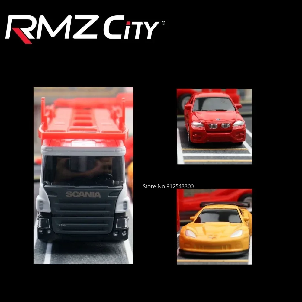 RMZ City 1/64 SCANIA BMW SCANIA Mini Scale Train Model Toy Alloy Diecast Simulation Transport Vehicle Series Toy CarSet Boy Gift