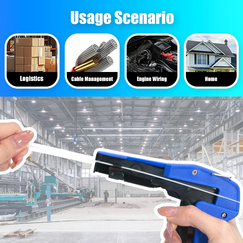 1 قطعة رباط للكابل النايلون بندقية HS-600A أداة التثبيت والقطع الخاصة ، أداة ربط كابل التوتر القابلة للتعديل مع القطع