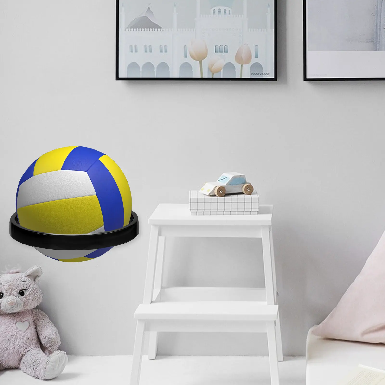 

Настенный держатель для баскетбольного мяча, прочная пластиковая подставка для хранения мячей для дома, спальни, гостиной, декоративный элемент