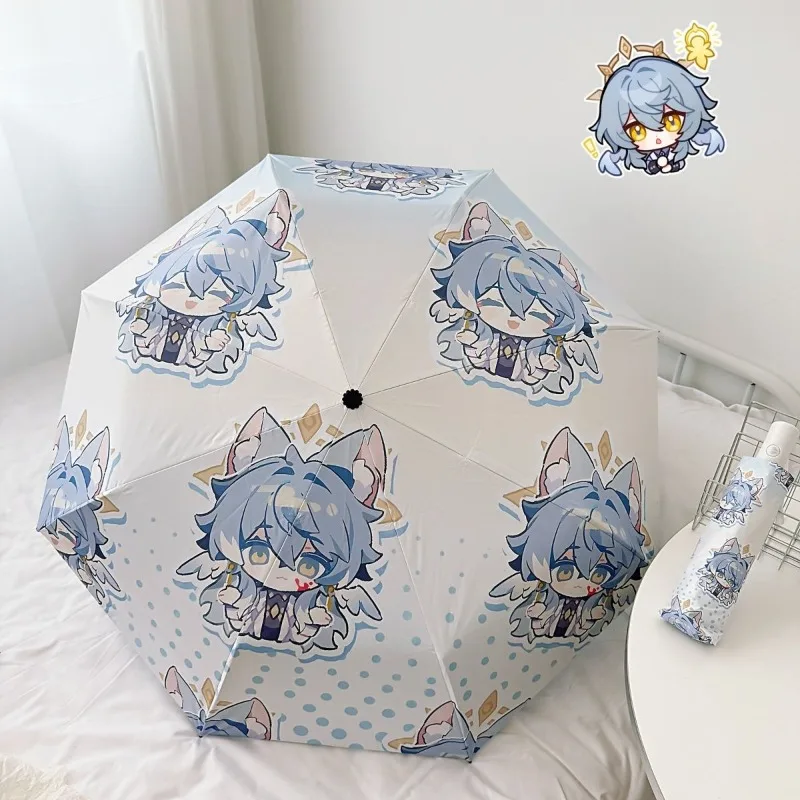 

New Honkai: Star Rail Sunday Anime Peripherals Kawaii Cute Q Edition Pattern Portable Folding Umbrella for Sunny and Rainy Days