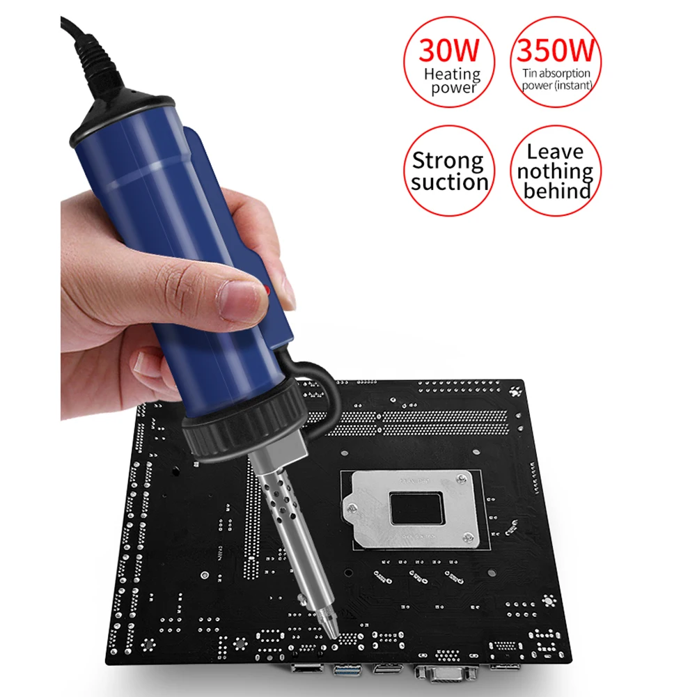 Succionador de estaño automático, máquina desoldadora de bomba de eliminación de soldadura al vacío, portátil, con enchufe europeo y estadounidense, CA 110V/220V