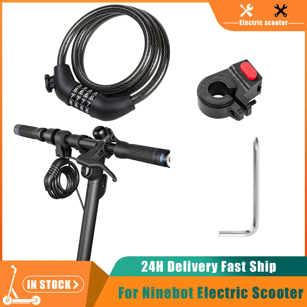 Lucchetto per monopattino elettrico con combinazione a 4 cifre per Xiaomi M365/Pro2/GXL/Ninebot, antifurto, ideale, con 12 cavi in acciaio.