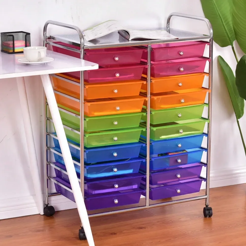 

Drawers Rolling Cart Storage Scrapbook Paper Studio Organizer Bins Clear Multicolor Black White Grey Macaron Pink Gradient Mutli