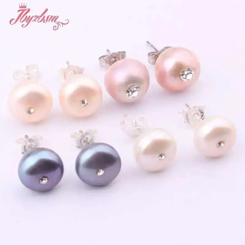 3x6-4x9mm Natual Button Shape Freshwater Pearl Stone Tibetan Silver Earrings For Woman Christmas Valentine\'s Day Gift 1 Pair