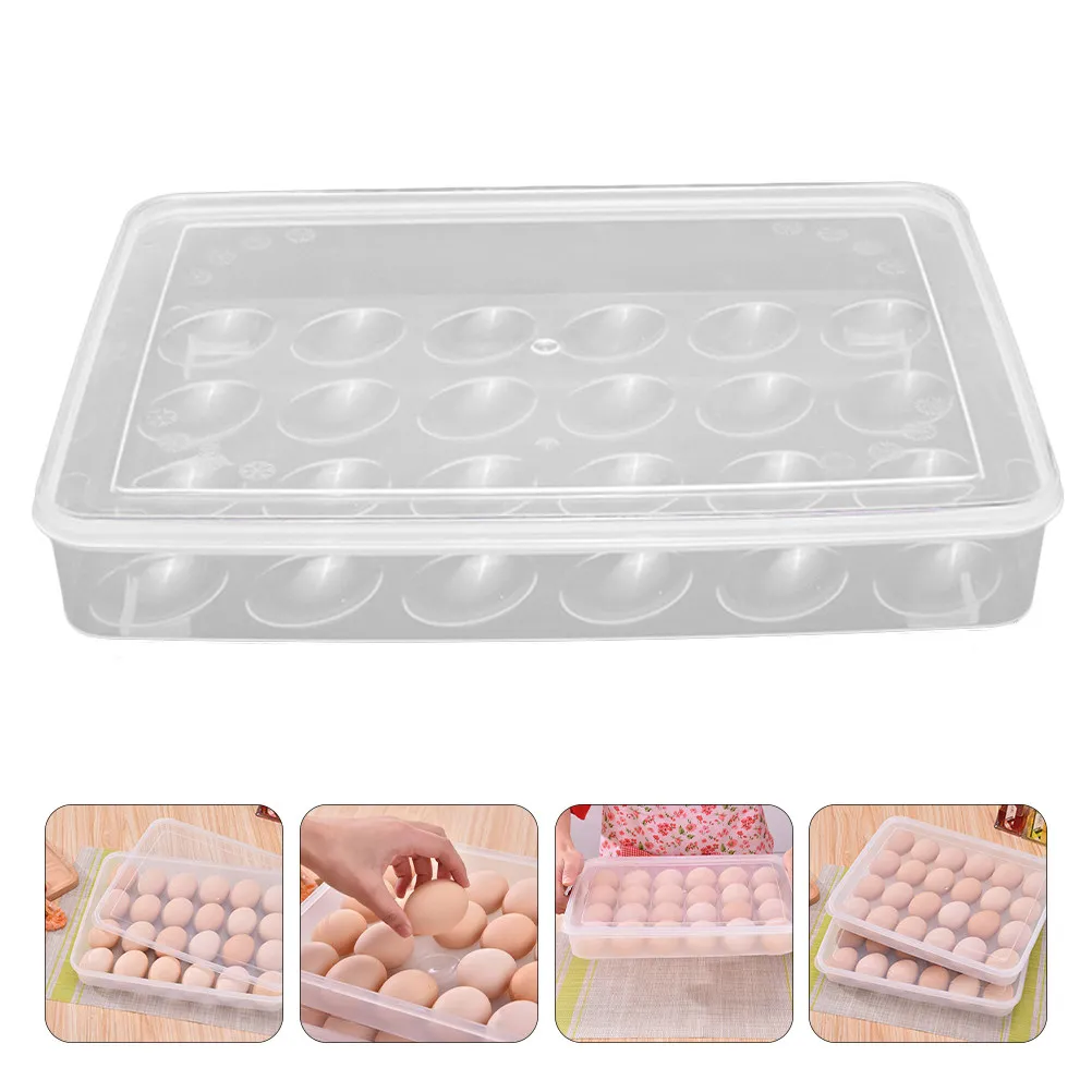 

2Pcs Plastic Egg Box 24 Compartment Egg Storage Container with Separate Grooves Protect Fragile Eggs Easy Clean Holder