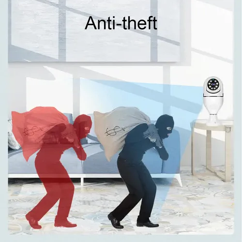 Imagen 2 del producto Cámara de bombilla WiFi inalámbrica para el hogar E27, teléfono móvil de 360 grados, monitoreo remoto de red a todo Color de alta definición