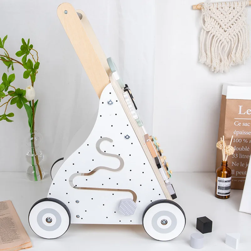 DokiToy Wooden Children\'s Multifunctional Walking Cart Baby Puzzle Early Education Knocking Multi Play Shopping Cart Hot 2024