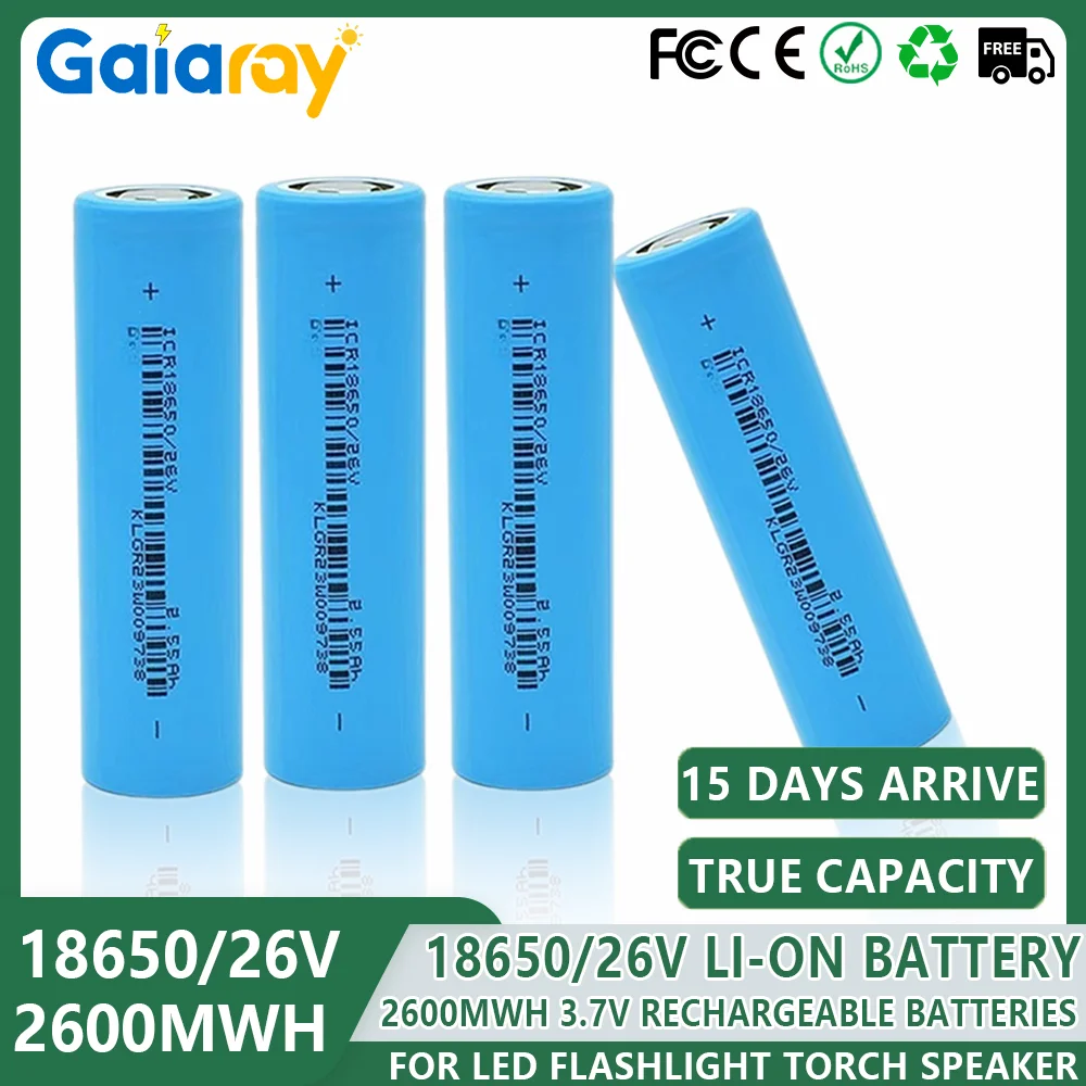 EVE ICR 18650/26V Lithium Battery 3.7V 2600mAh 18650 Battery Brand New Original 5C Power Battery For Toy Flashlights Replacing