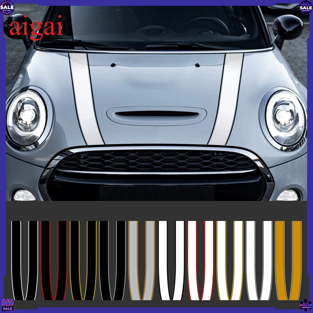 Car Engine Hood Bonnet Sticker Stripes Decals Decor for Mini Cooper S JCW R55 R56 R60 R61 F54 F55 F56 F60 Countryman Accessories