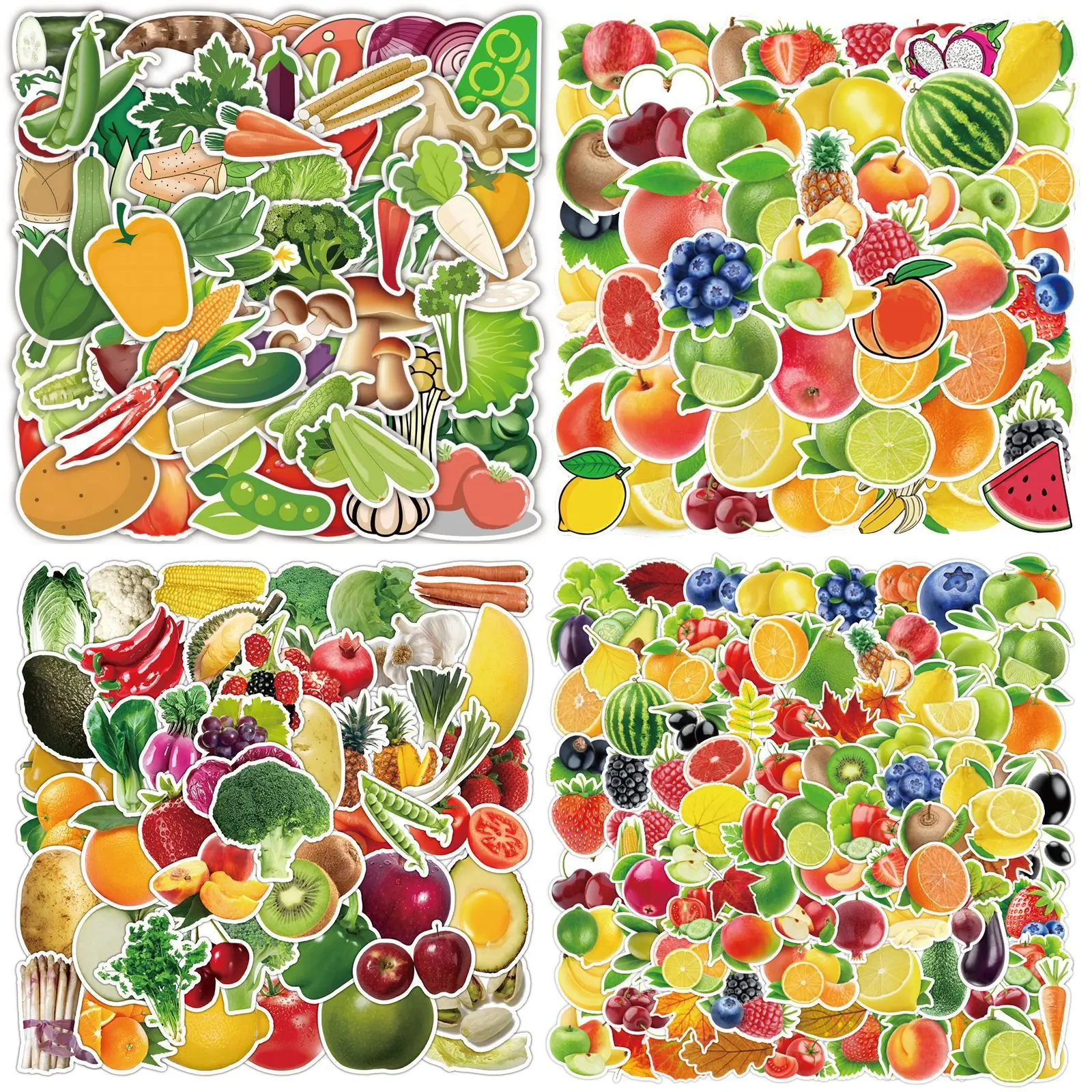 

50/100pcs Creative A Variety Vegetables Of Fruit Stickers Luggage Laptop Phone Children's Reward Kids Toys Decorative Stickers
