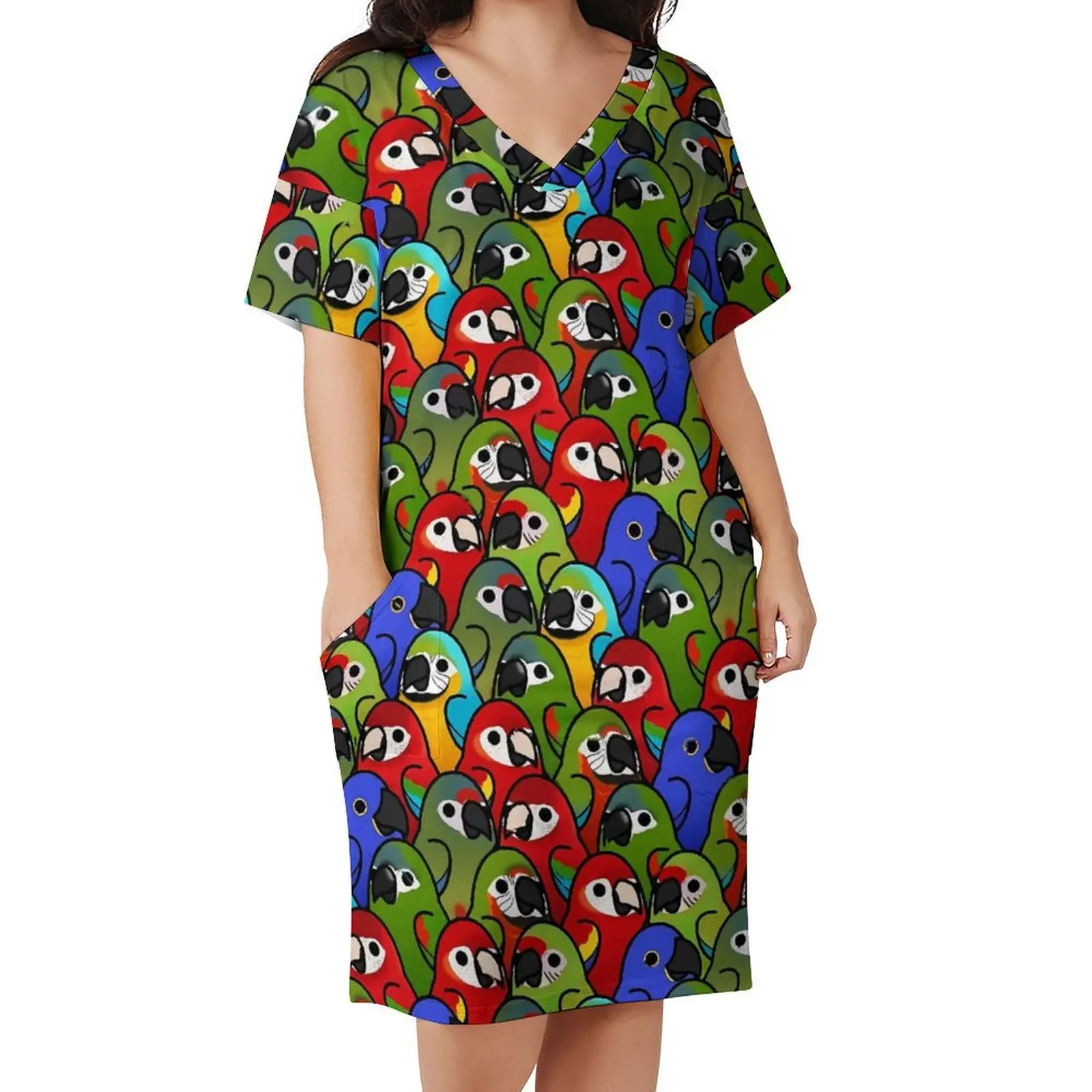 Macaw Bird Squad Dress Ladies Too Many Birds Aesthetic Casual Dress Summer V Neck Stylish Oversized Dresses Birthday Present