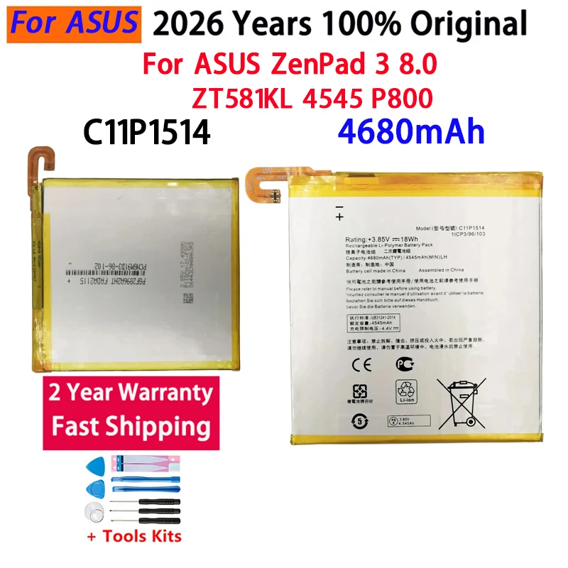 Fast Shipping Baterai Baru 4680MAh C11P1514 Kualitas Tinggi untuk Baterai Tablet For Asus Zenpad Z8 P008 Z581KL Batteries+Tools