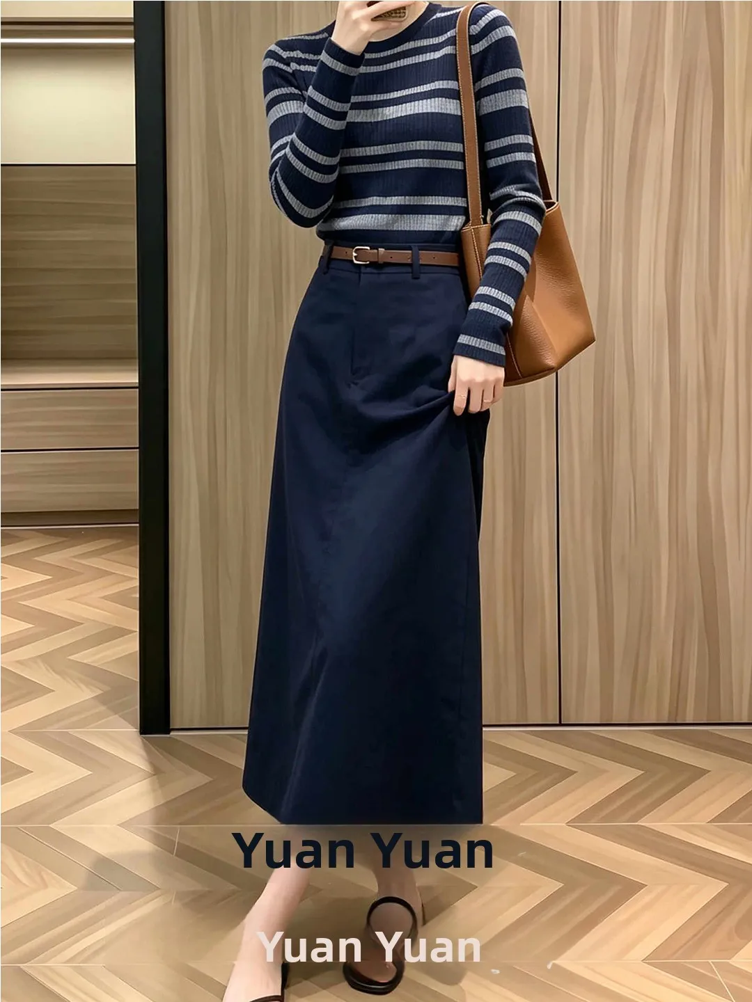 Autumn Winter Slim Fit Long Sleeve Knitted Sweater round Neck Base Layer Striped Base Shirt Soft Polyester Casual Knitwear