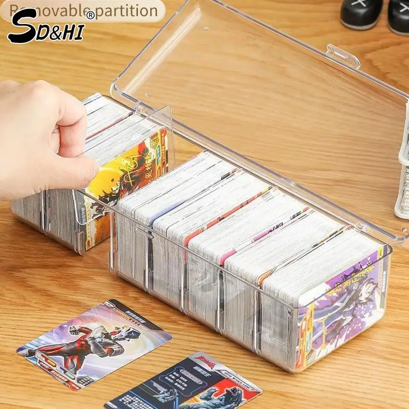 1Pcs Card Storage Box Transparent Card Large Capacity Portable Detachable With Cover Organizing Box