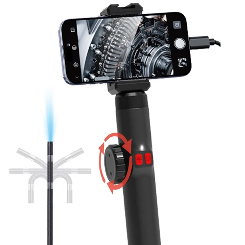 Imagen 2 del producto Bidireccional 360 °   Boroscopio giratorio, cámara 1080P, endoscopio con luz, sonda impermeable de 6 mm, endoscopio con teléfono Android/iOS