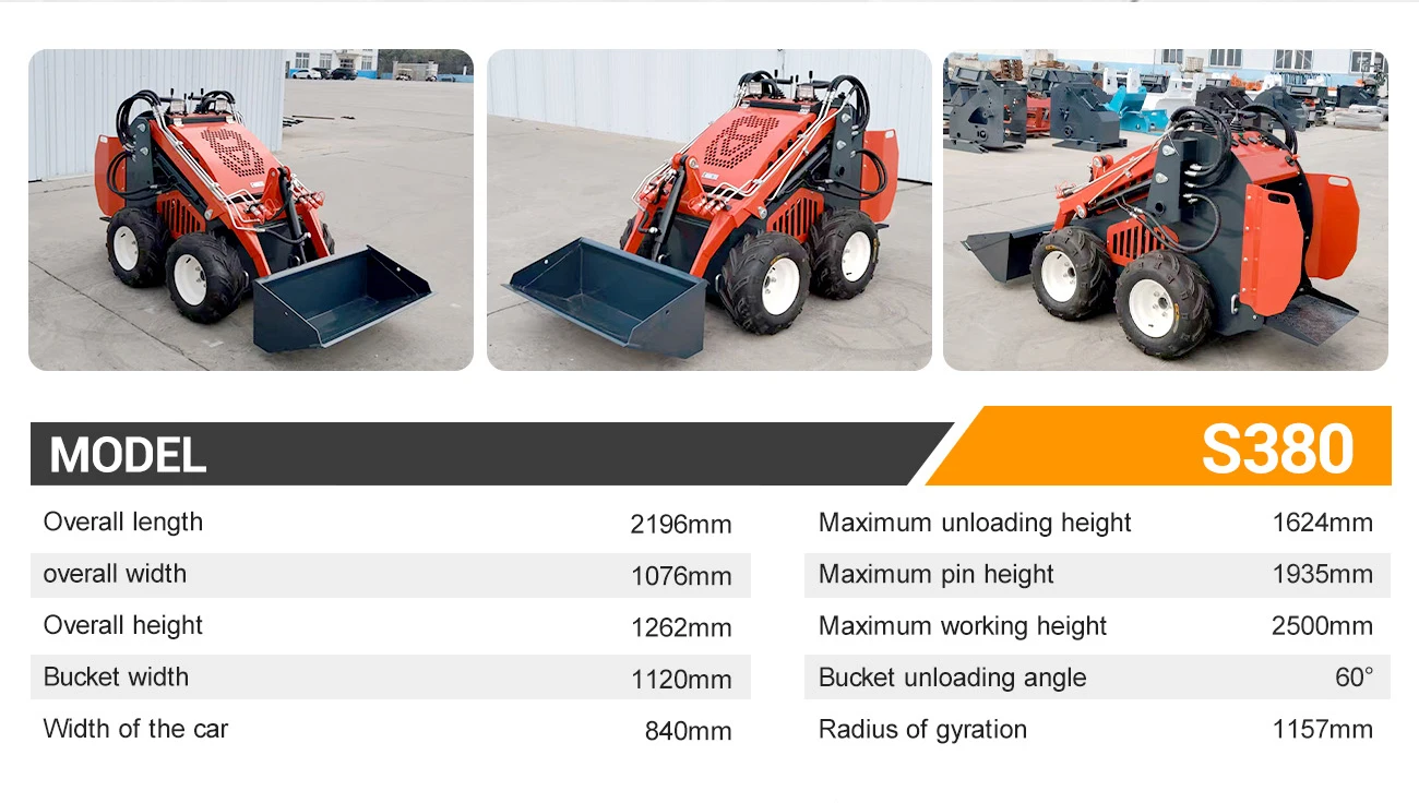 Maßgeschneiderter Mini-Skidsteer-Ständer aus China mit Anbaugeräten, Mini-Raupen-Kompaktlader mit Schiene – Detail 11